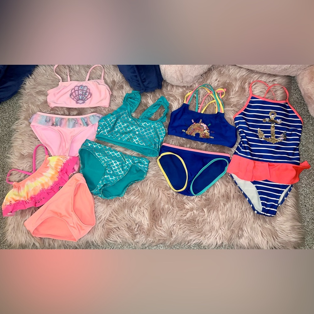 EUC Lot / Bundle of (5) 6 / 6X More Than Magic & Cat & Jack Swimsuits